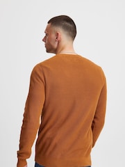 Blend Brown Codford Lightweight Knitted Pullover 100% Cotton Jumper - Image 2 of 5