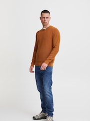 Blend Brown Codford Lightweight Knitted Pullover 100% Cotton Jumper - Image 3 of 5