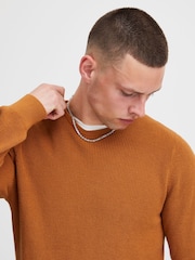 Blend Brown Codford Lightweight Knitted Pullover 100% Cotton Jumper - Image 4 of 5