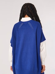 Apricot Blue Mixed Panel Oversize Poncho Jumper - Image 2 of 4