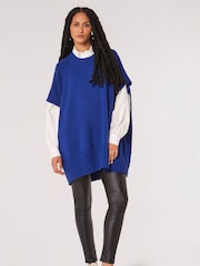 Apricot Blue Mixed Panel Oversize Poncho Jumper - Image 3 of 4