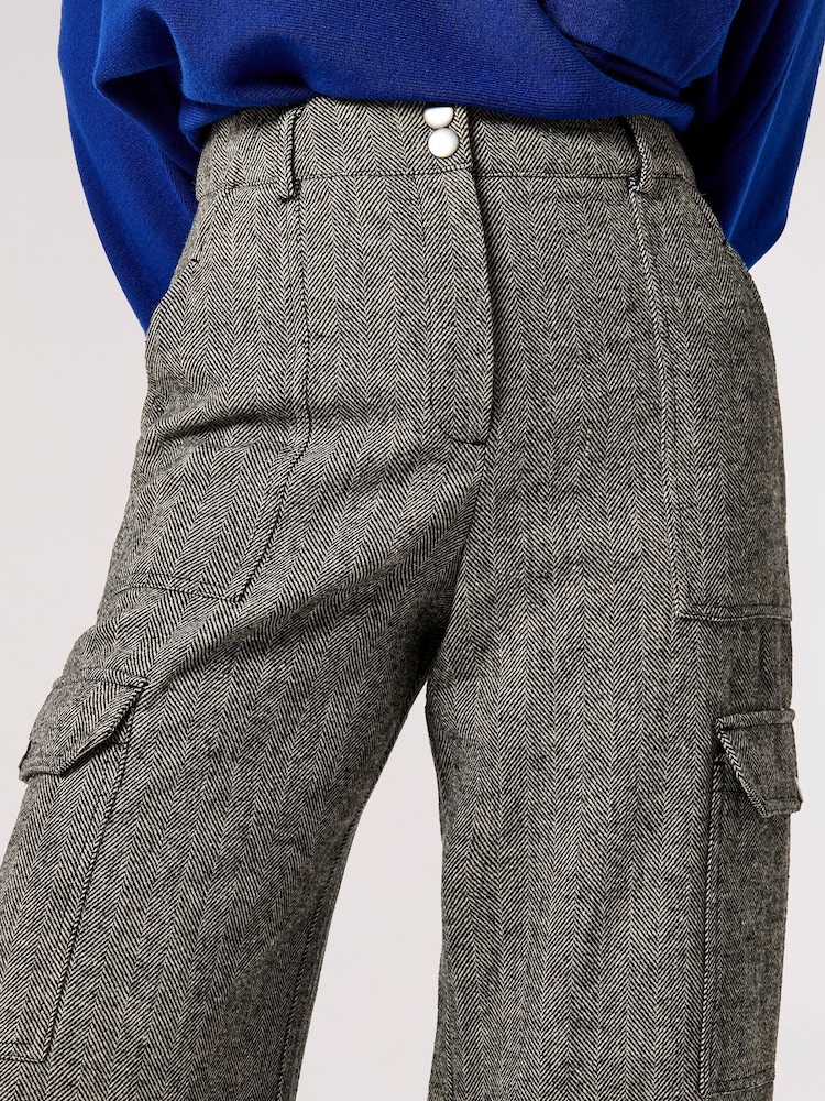 Apricot Grey Cargo Pocket Wide Leg Trousers - Image 4 of 4
