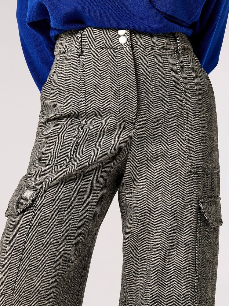 Apricot Grey Cargo Pocket Wide Leg Trousers - Image 4 of 4 Apricot Grey Cargo Pocket Wide Leg Trousers - Image 4 of 4