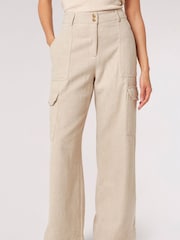 Apricot Cream Cargo Pocket Wide Leg Trousers - Image 1 of 4