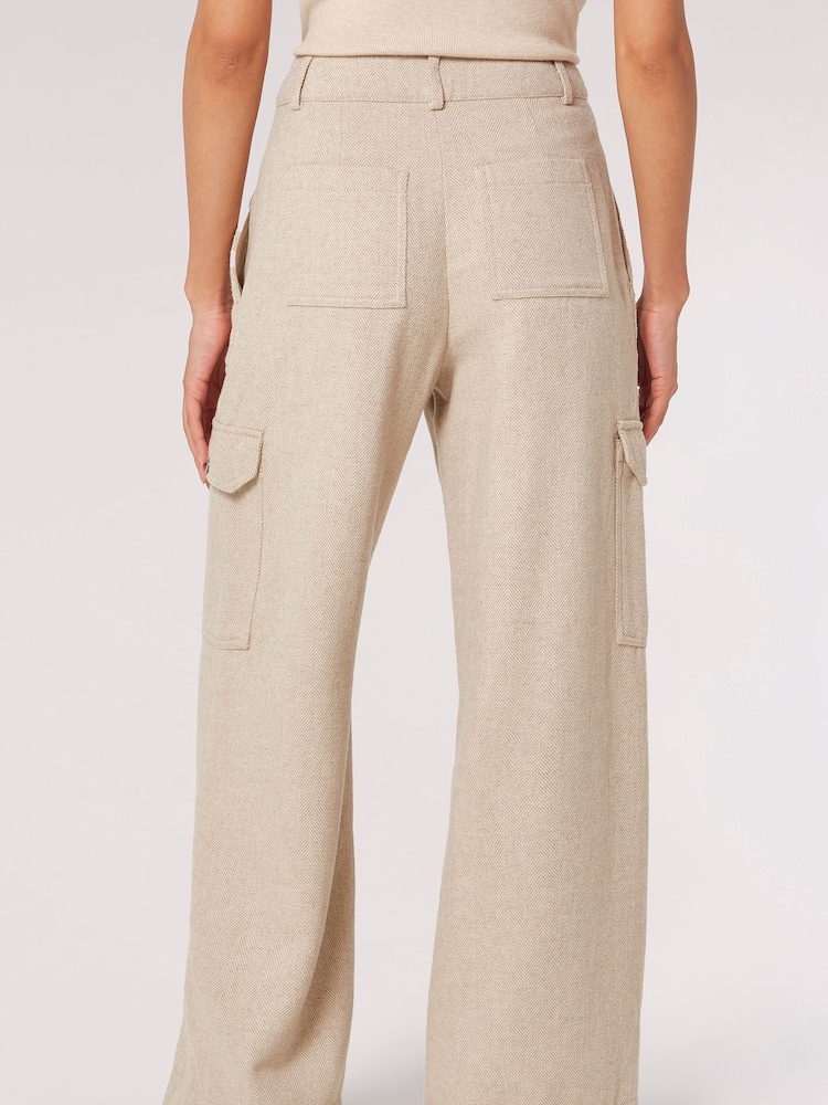 Apricot Cream Cargo Pocket Wide Leg Trousers - Image 2 of 4 Apricot Cream Cargo Pocket Wide Leg Trousers - Image 2 of 4
