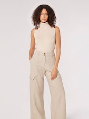Apricot Cream Cargo Pocket Wide Leg Trousers - Image 3 of 4