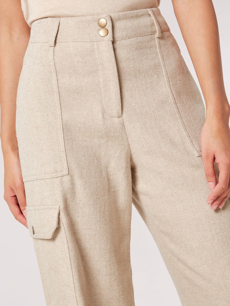 Apricot Cream Cargo Pocket Wide Leg Trousers - Image 4 of 4 Apricot Cream Cargo Pocket Wide Leg Trousers - Image 4 of 4