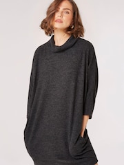 Apricot Black Cocoon Soft Touch Rib Dress - Image 1 of 4