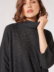 Apricot Black Cocoon Soft Touch Rib Dress - Image 4 of 4