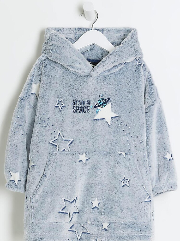 River Island Grey Boys Glow In The Dark Snuggy Blanket Hoodie - Image 1 of 3