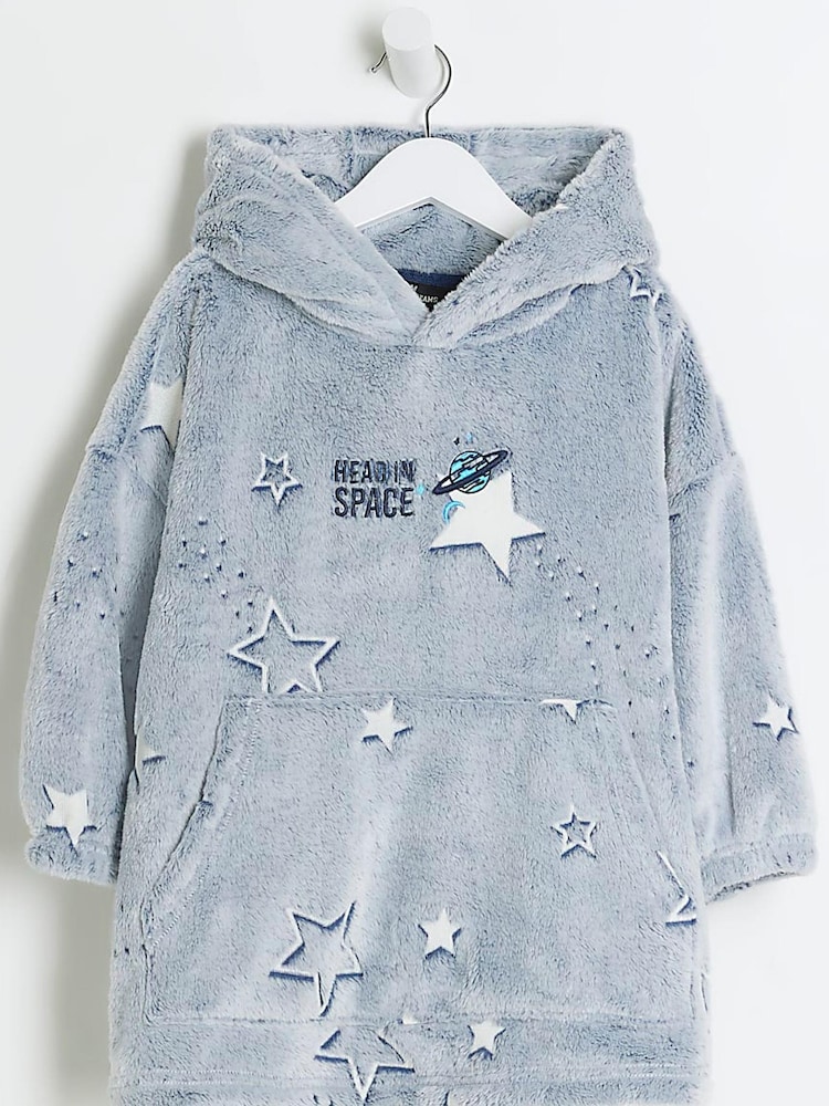 River Island Grey Boys Glow In The Dark Snuggy Blanket Hoodie - Image 1 of 3 River Island Grey Boys Glow In The Dark Snuggy Blanket Hoodie - Image 1 of 3