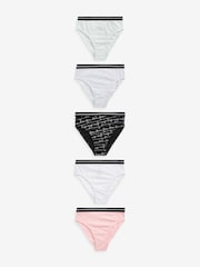 River Island Black Girls Multipack of 6 Foil Script Briefs - Image 1 of 5