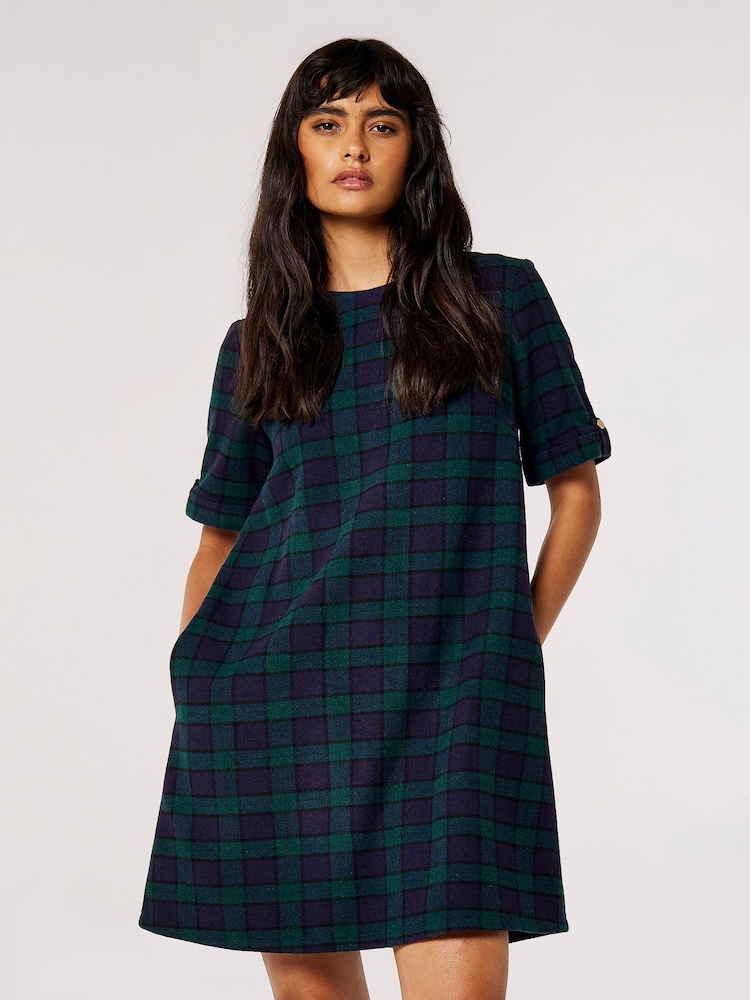 Apricot Blue & Green Tartan Swing Dress - Image 1 of 4 Apricot Blue & Green Tartan Swing Dress - Image 1 of 4