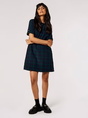 Apricot Blue & Green Tartan Swing Dress - Image 3 of 4