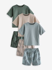 Ciment/kaki/animaux bleus - 100% coton Short Woven Bottoms Pyjamas 3 Lot (9mths-12yrs) - Image 1 de 9