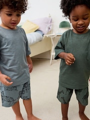 Ciment/kaki/animaux bleus - 100% coton Short Woven Bottoms Pyjamas 3 Lot (9mths-12yrs) - Image 2 de 9