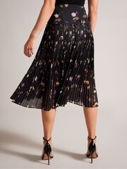 Ted Baker Tereysa Corrugated Pleated Midi Black Skirt - Image 2 of 5