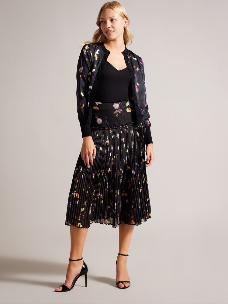 Ted Baker Tereysa Corrugated Pleated Midi Black Skirt - Image 3 of 5