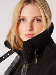 Apricot Black Borg Lined Faux Fur Suede Aviator Gilet - Image 5 of 5