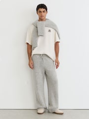 Reiss Soft Grey Newby Monogram Brushed Wool-Blend Relaxed Joggers - Image 1 of 6