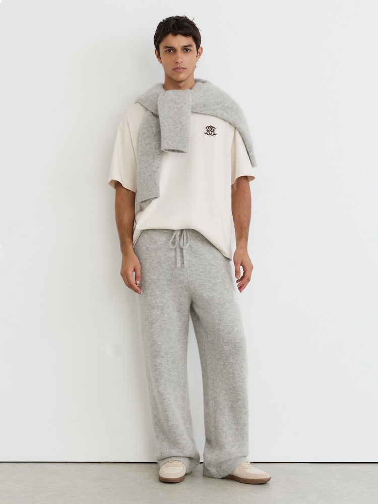 Reiss Soft Grey Newby Monogram Brushed Wool-Blend Relaxed Joggers - Image 1 of 6 Reiss Soft Grey Newby Monogram Brushed Wool-Blend Relaxed Joggers - Image 1 of 6
