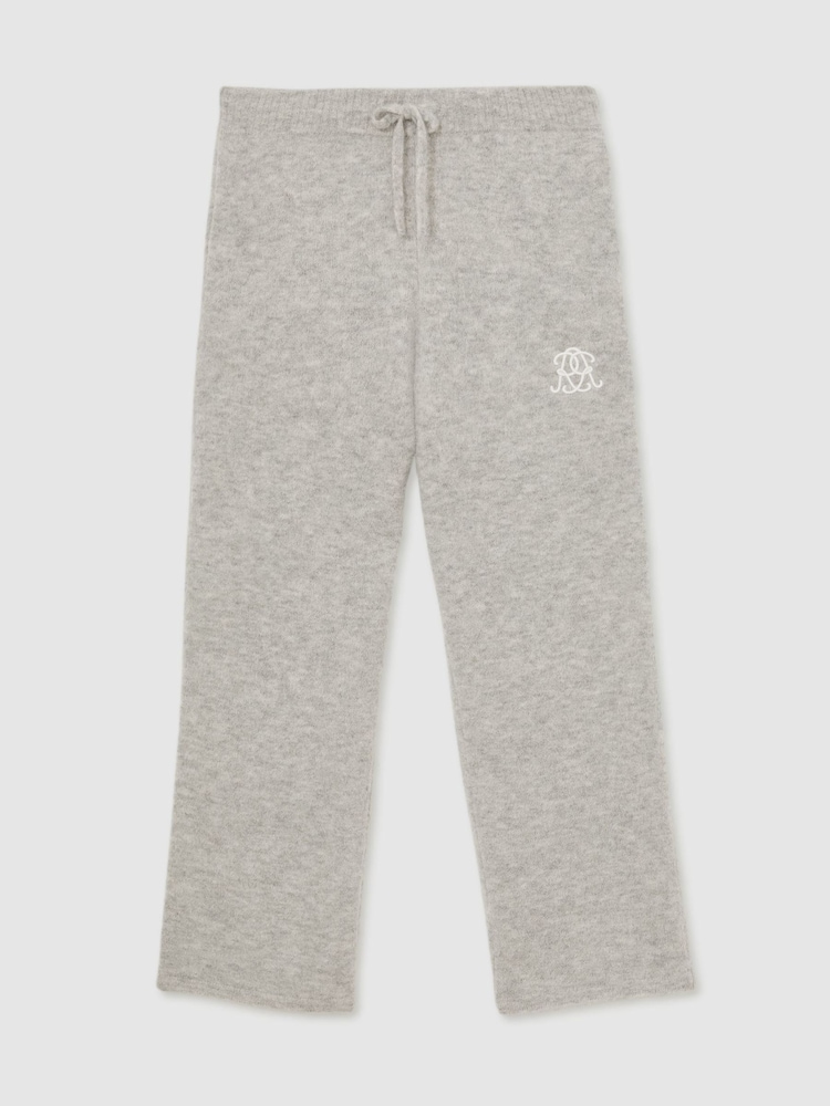 Reiss Soft Grey Newby Monogram Brushed Wool-Blend Relaxed Joggers - Image 2 of 6 Reiss Soft Grey Newby Monogram Brushed Wool-Blend Relaxed Joggers - Image 2 of 6