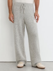 Reiss Soft Grey Newby Monogram Brushed Wool-Blend Relaxed Joggers - Image 3 of 6