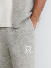 Reiss Soft Grey Newby Monogram Brushed Wool-Blend Relaxed Joggers - Image 4 of 6