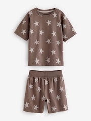 Brown/Cream Stars 100% Cotton Short Pyjamas 3 Pack (9mths-12yrs) - Image 2 of 7