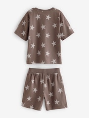 Brown/Cream Stars 100% Cotton Short Pyjamas 3 Pack (9mths-12yrs) - Image 3 of 7