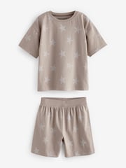 Brown/Cream Stars 100% Cotton Short Pyjamas 3 Pack (9mths-12yrs) - Image 4 of 7