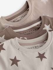Brown/Cream Stars 100% Cotton Short Pyjamas 3 Pack (9mths-12yrs) - Image 6 of 7