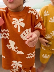 Blue/Yellow/Rust Waves Short Pyjamas 3 Pack (9mths-12yrs) - Image 4 of 9
