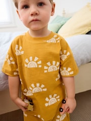 Blue/Yellow/Rust Waves Short Pyjamas 3 Pack (9mths-12yrs) - Image 5 of 9
