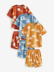 Blue/Yellow/Rust Waves Short Pyjamas 3 Pack (9mths-12yrs) - Image 6 of 9