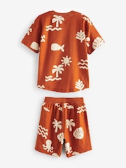 Blue/Yellow/Rust Waves Short Pyjamas 3 Pack (9mths-12yrs) - Image 7 of 9