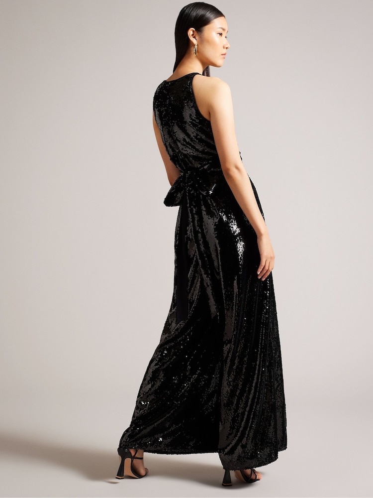 Ted Baker Vivalee Wide Leg Sequin Black Jumpsuit - Image 2 of 5