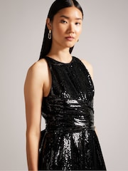 Ted Baker Vivalee Wide Leg Sequin Black Jumpsuit - Image 3 of 5
