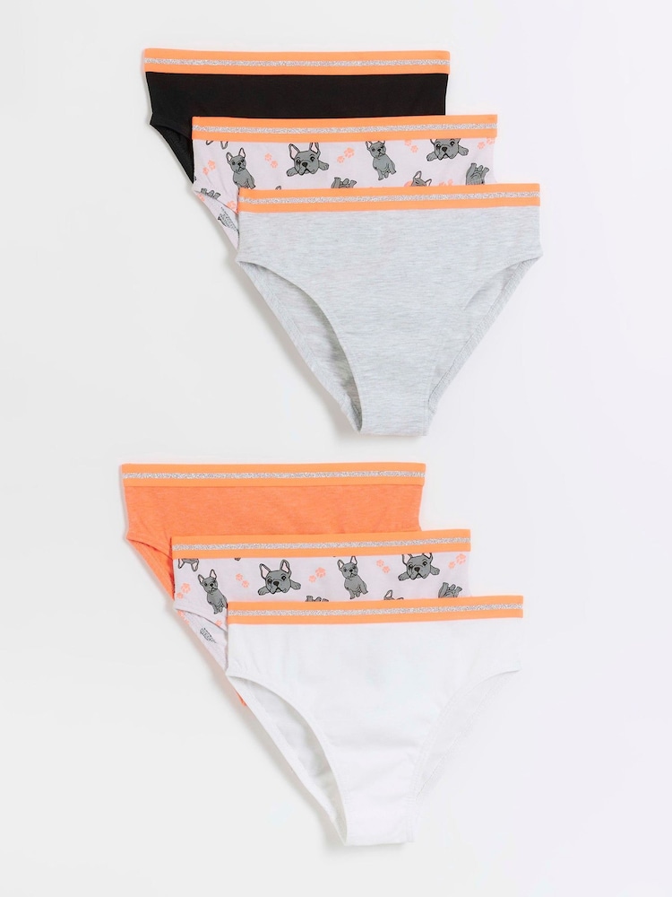 River Island Pink Girls Multipack of 6 Frenchie Briefs - Image 1 of 3