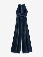 Ted Baker Blue Libbiey Halterneck Jumpsuit With Wrap Bodice - Image 1 of 6
