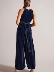 Ted Baker Blue Libbiey Halterneck Jumpsuit With Wrap Bodice - Image 2 of 6
