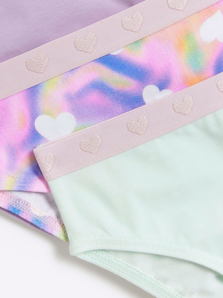 River Island Purple Girls Multipack of 6 Tie-Dye Briefs - Image 2 of 3 River Island Purple Girls Multipack of 6 Tie-Dye Briefs - Image 2 of 3