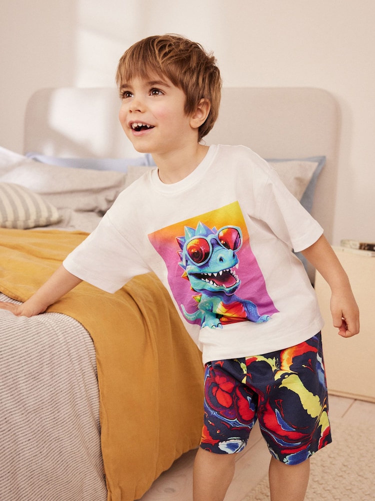 Mehrfarbig/Dinosauriermotive - Kurzer Single-Pyjama aus 100 % Baumwolle (9M.–8J.) - Bild 1 von 8 Mehrfarbig/Dinosauriermotive - Kurzer Single-Pyjama aus 100 % Baumwolle (9M.–8J.) - Bild 1 von 8