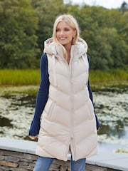Threadbare Cream Threadbare Longline Hooded Padded Gilet - Image 1 of 4