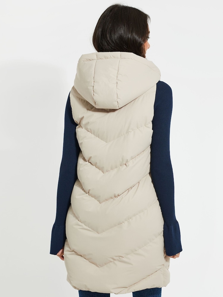 Threadbare Cream Threadbare Longline Hooded Padded Gilet - Image 3 of 4