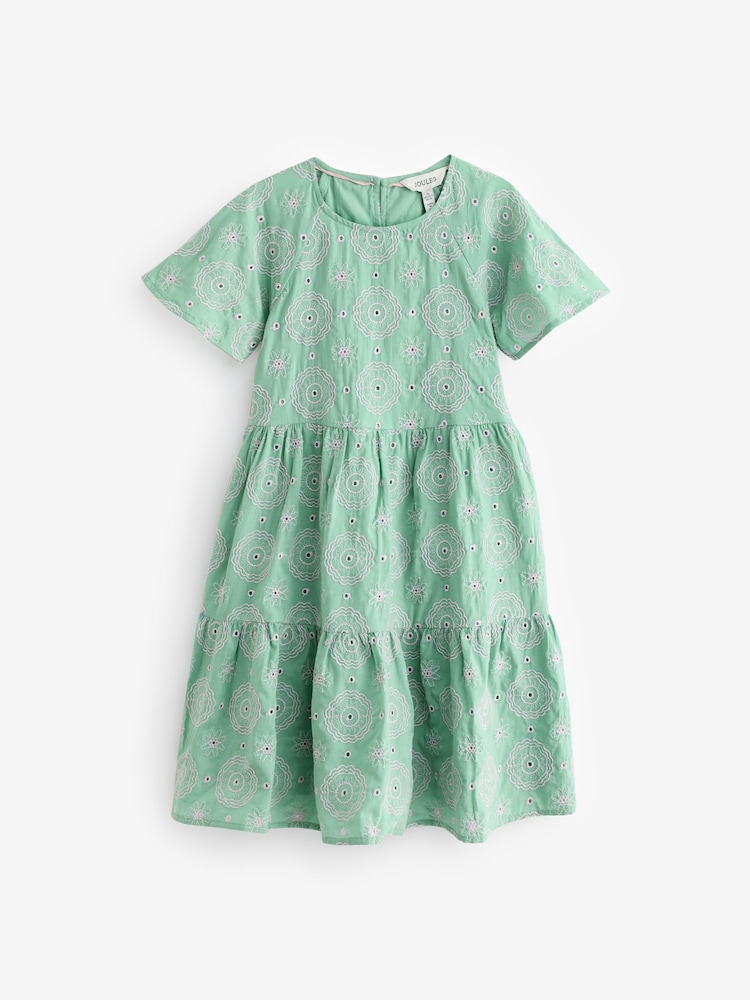 Joules Girls' Sunshine Green Tiered Woven Dress - Image 1 of 5