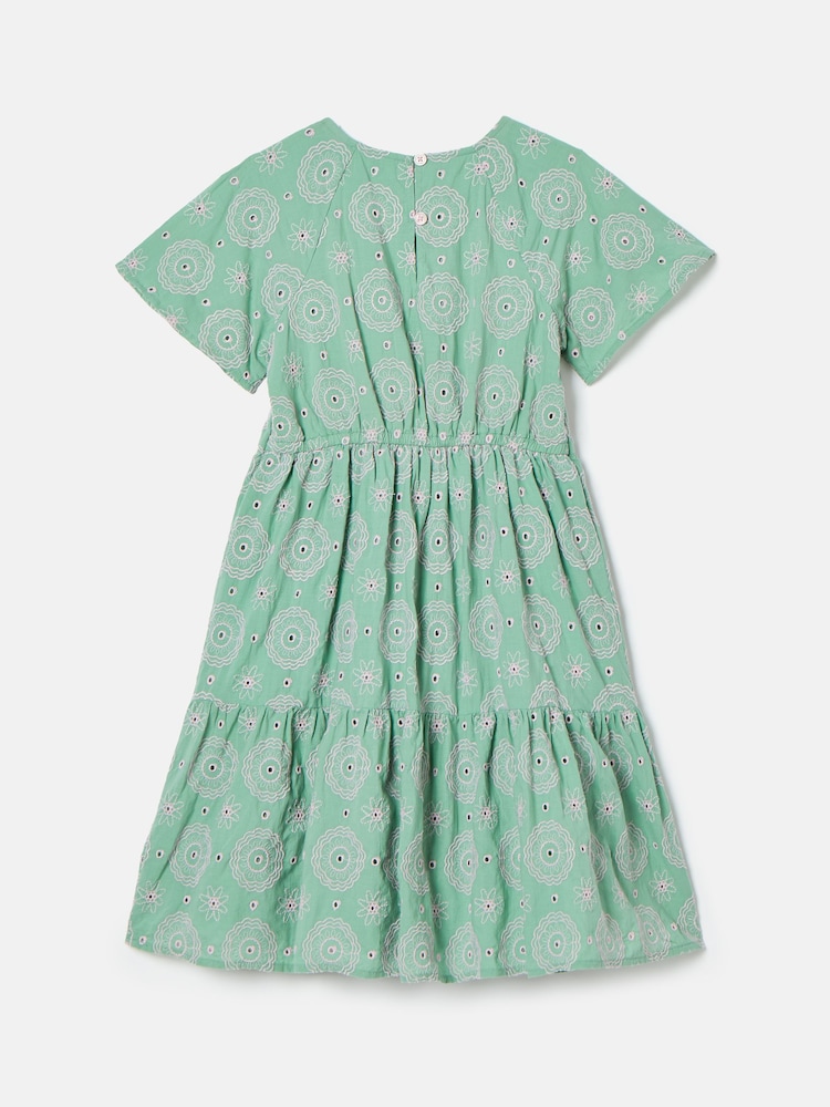 Joules Girls' Sunshine Green Tiered Woven Dress - Image 2 of 5 Joules Girls' Sunshine Green Tiered Woven Dress - Image 2 of 5