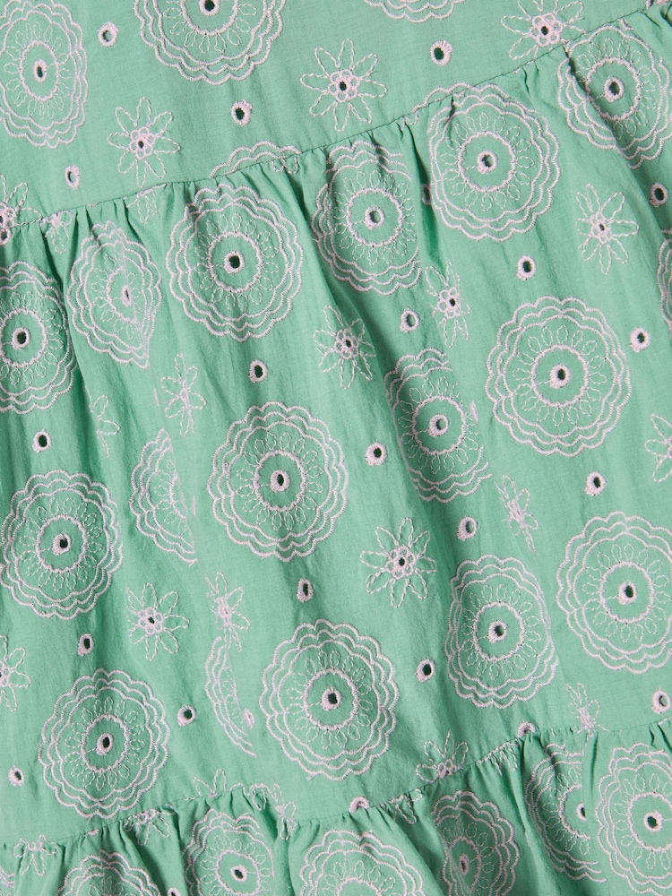 Joules Girls' Sunshine Green Tiered Woven Dress - Image 5 of 5