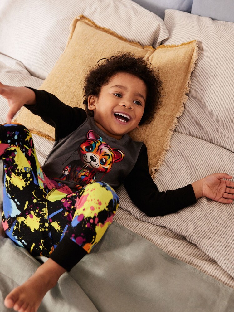 Multi Bright Tiger Single Snuggle Pyjamas (9mths-8yrs) - Image 1 of 4
