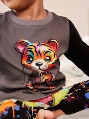 Multi Bright Tiger Single Snuggle Pyjamas (9mths-8yrs) - Image 4 of 4